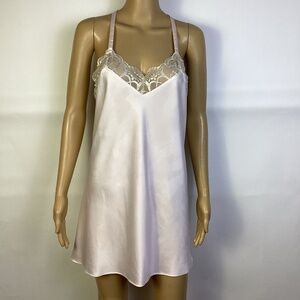 Flora Nikrooz Pink Charmeuse Chemise Nightgown Sz S